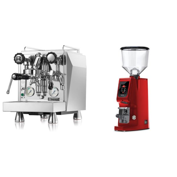 Rocket Espresso Giotto Cronometro V + Eureka Atom W 65, ferrari red