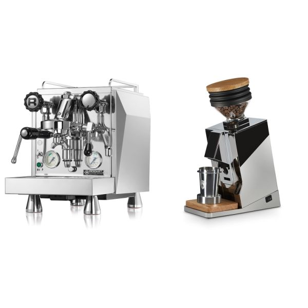 Rocket Espresso Giotto Cronometro V + Eureka Mignon Single Dose, Chrome & Oak