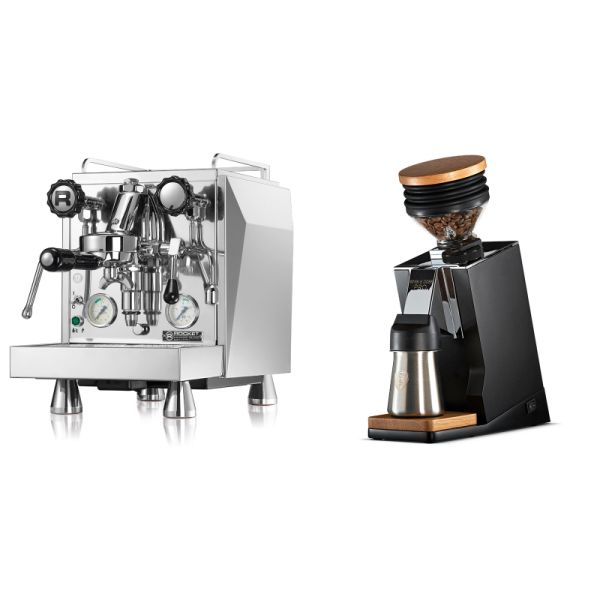 Rocket Espresso Giotto Cronometro V + Eureka Mignon Single Dose PRO, Black & Oak