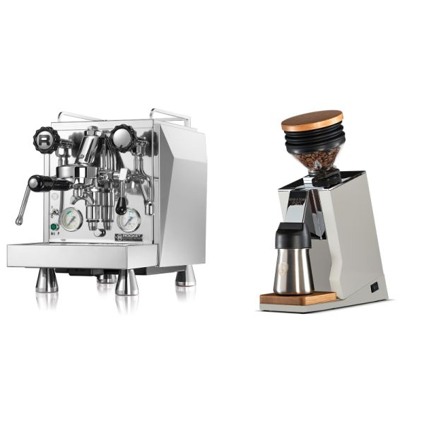 Rocket Espresso Giotto Cronometro V + Eureka Mignon Single Dose PRO, White & Oak