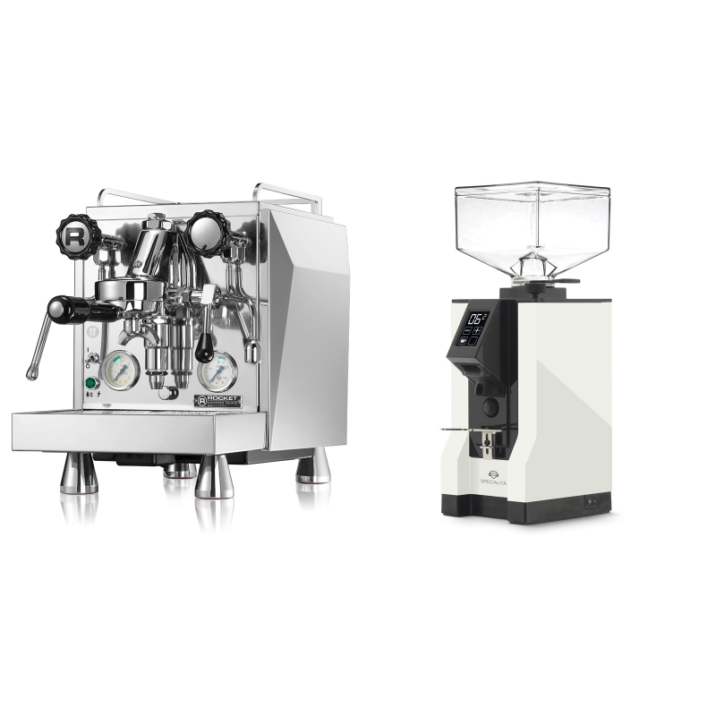 Rocket Espresso Giotto Cronometro V + Eureka Mignon Specialita, BL white