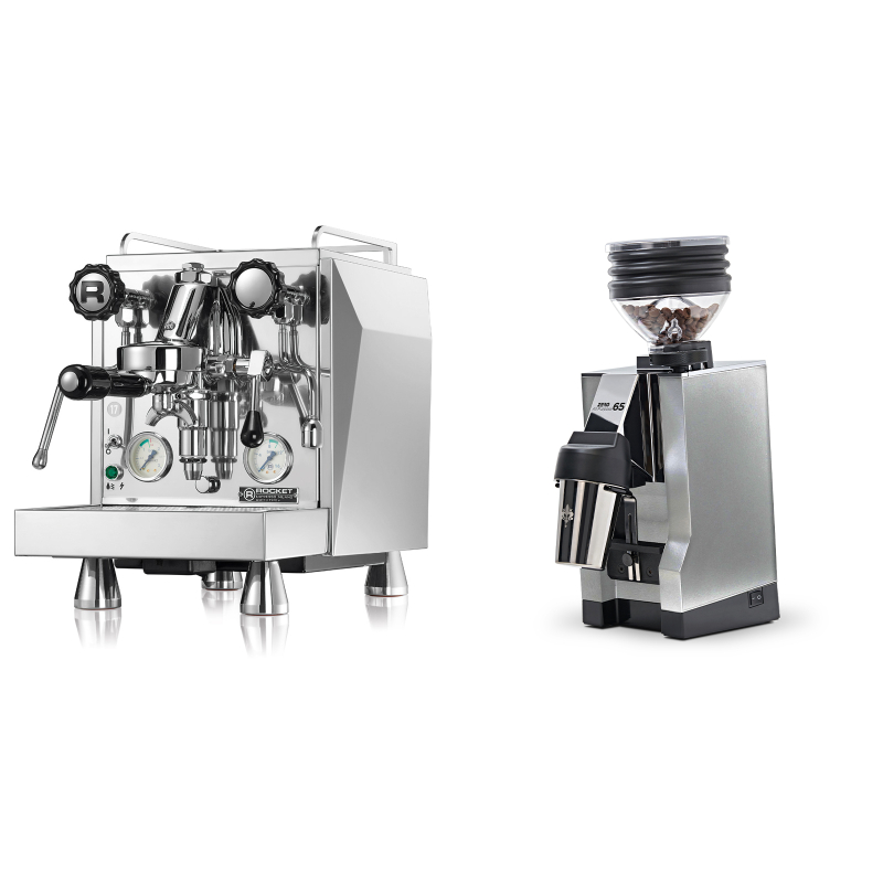 Rocket Espresso Giotto Cronometro V + Eureka Mignon Zero 65 All Purpose, CR chrome