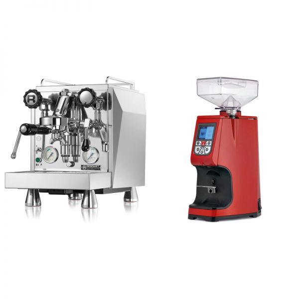 Rocket Espresso Giotto Cronometro V + Eureka Atom 60, ferrari red