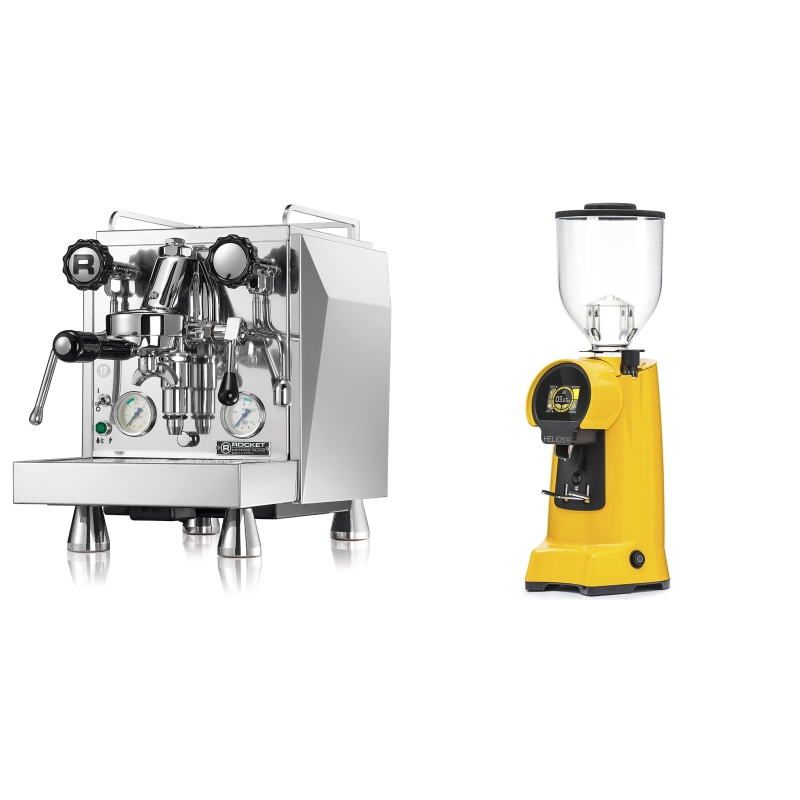 Rocket Espresso Giotto Cronometro V + Eureka Helios 65, yellow