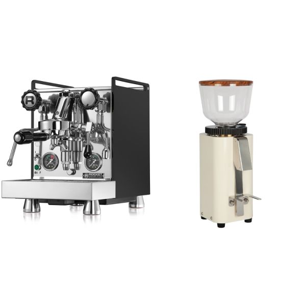 Rocket Espresso Mozzafiato Cronometro R, černá + ECM C-Manuale 54, cream, olive