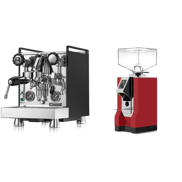 Rocket Espresso Mozzafiato Cronometro R, čierna + Eureka Mignon Bravo, CR ferrari red