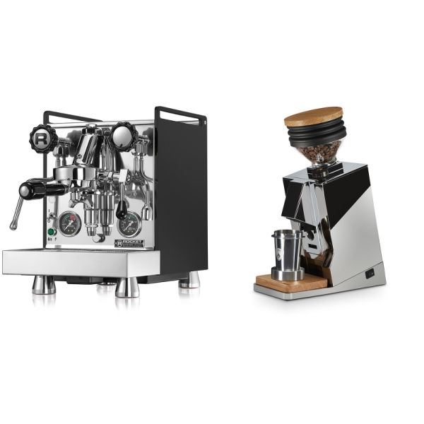 Rocket Espresso Mozzafiato Cronometro R, černá + Eureka Mignon Single Dose, Chrome & Oak