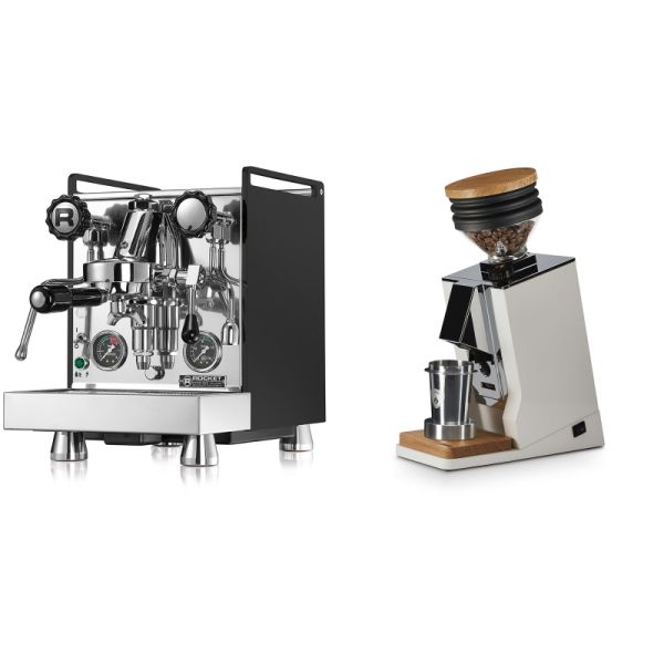 Rocket Espresso Mozzafiato Cronometro R, černá + Eureka Mignon Single Dose, White & Oak