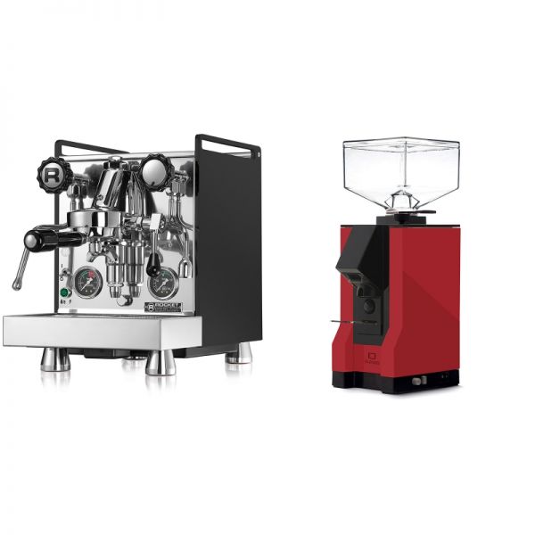 Rocket Espresso Mozzafiato Cronometro R, čierna + Eureka Mignon Silenzio, BL ferrari red