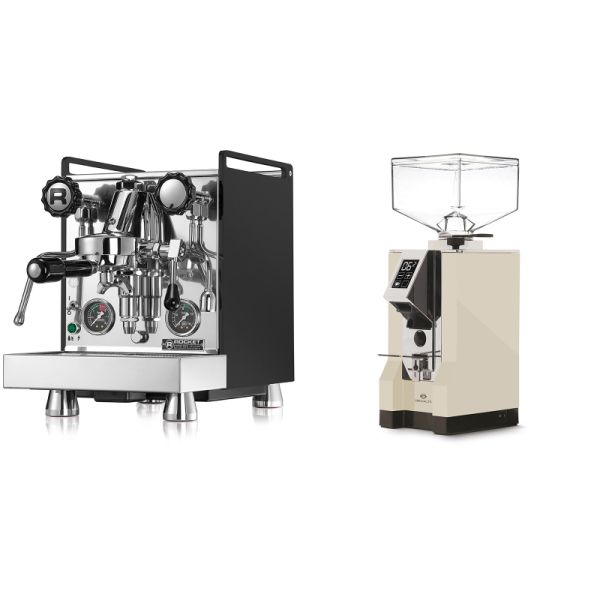 Rocket Espresso Mozzafiato Cronometro R, černá + Eureka Mignon Specialita, CR cream