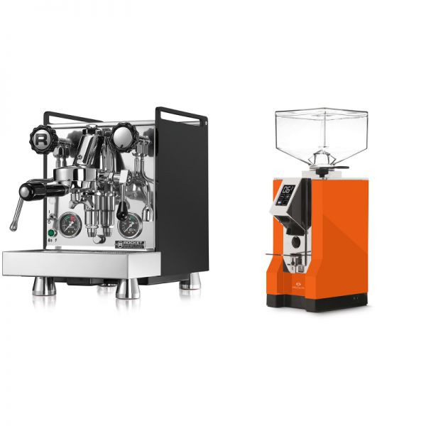 Rocket Espresso Mozzafiato Cronometro R, čierna + Eureka Mignon Specialita, CR orange