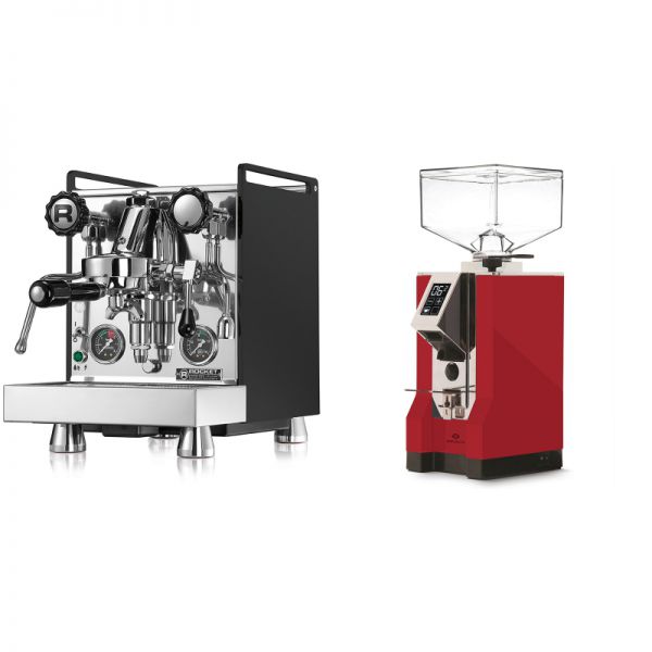 Rocket Espresso Mozzafiato Cronometro R, černá + Eureka Mignon Specialita, CR ferrari red