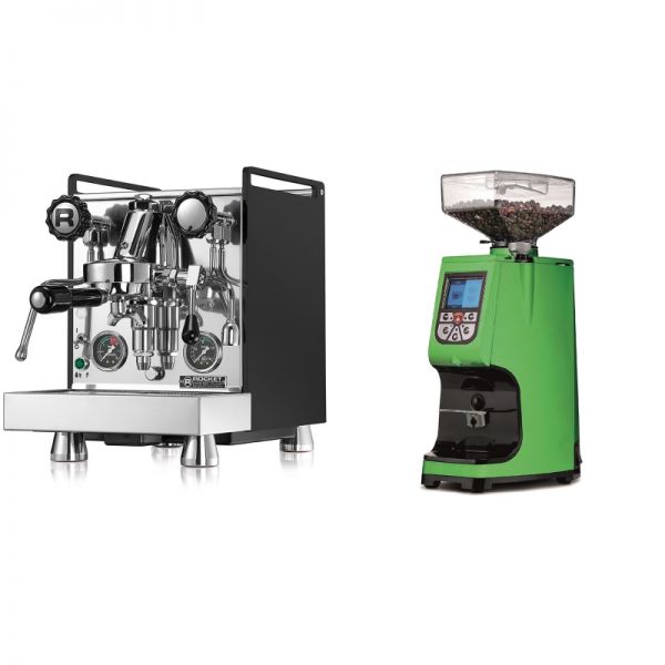 Rocket Espresso Mozzafiato Cronometro R, černá + Eureka Atom 60, kawasaki green