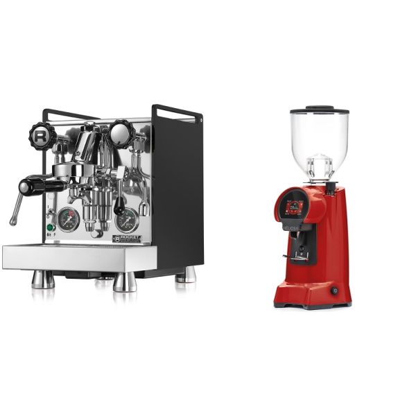 Rocket Espresso Mozzafiato Cronometro R, čierna + Eureka Helios 65, ferrari red