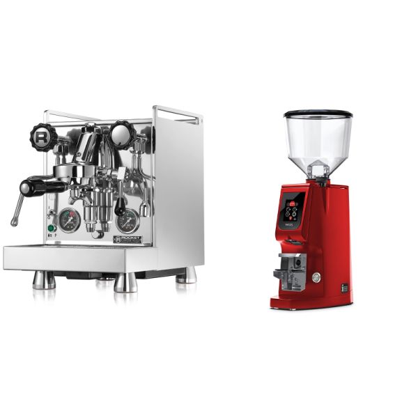 Rocket Espresso Mozzafiato Cronometro R + Eureka Atom W 65, ferrari red