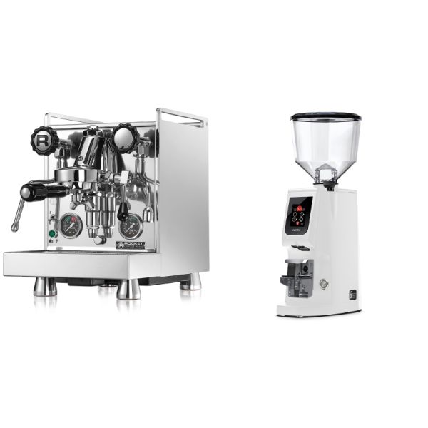 Rocket Espresso Mozzafiato Cronometro R + Eureka Atom W 65, white