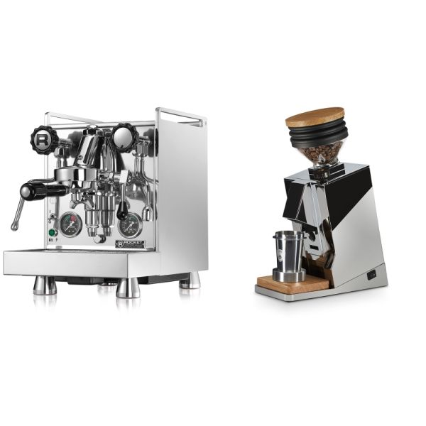 Rocket Espresso Mozzafiato Cronometro R + Eureka Mignon Single Dose, Chrome & Oak
