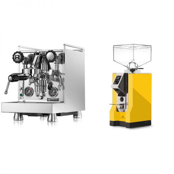 Rocket Espresso Mozzafiato Cronometro R + Eureka Mignon Specialita, CR yellow