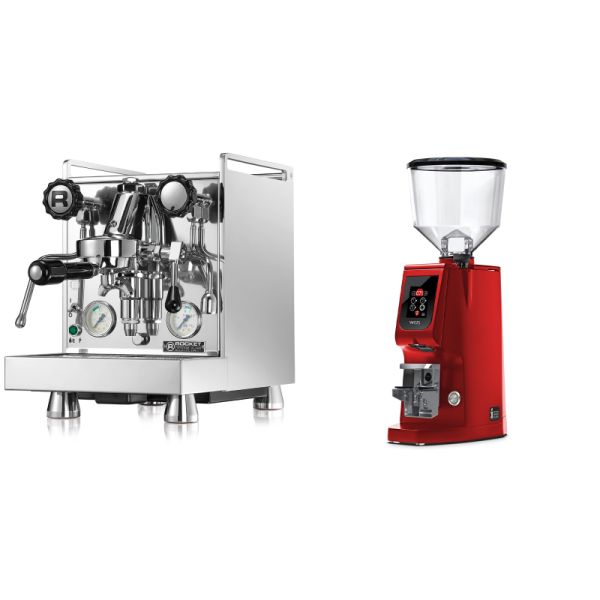 Rocket Espresso Mozzafiato Cronometro V + Eureka Atom W 65, ferrari red