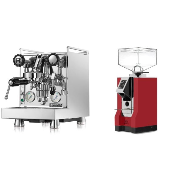 Rocket Espresso Mozzafiato Cronometro V + Eureka Mignon Bravo, CR ferrari red