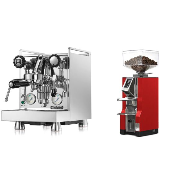 Rocket Espresso Mozzafiato Cronometro V + Eureka Mignon Libra, CR ferrari red