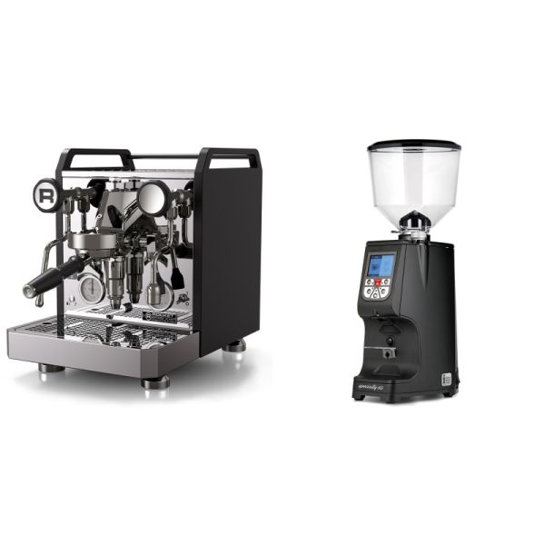 Rocket Espresso Mozzafiato FAST R, black + Eureka Atom Specialty 65, black