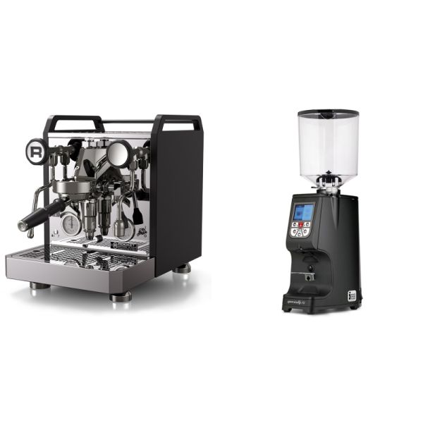 Rocket Espresso Mozzafiato FAST R, black + Eureka Atom Specialty 75, black