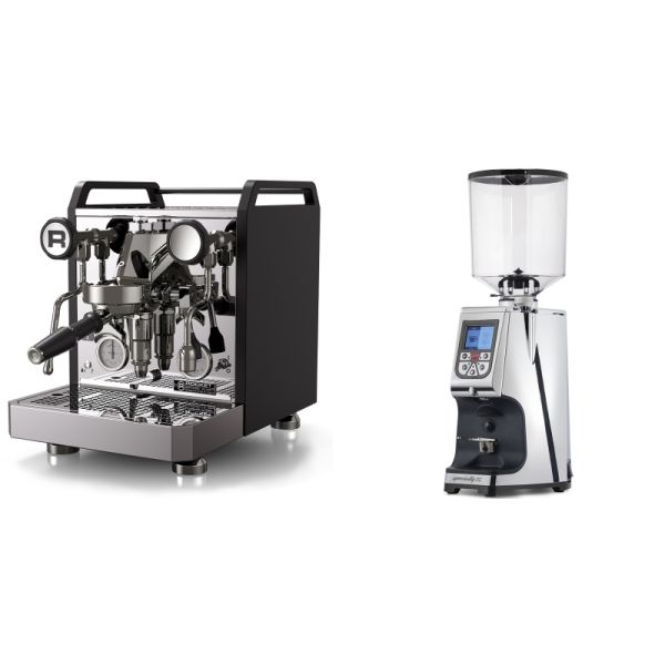 Rocket Espresso Mozzafiato FAST R, black + Eureka Atom Specialty 75, chrome