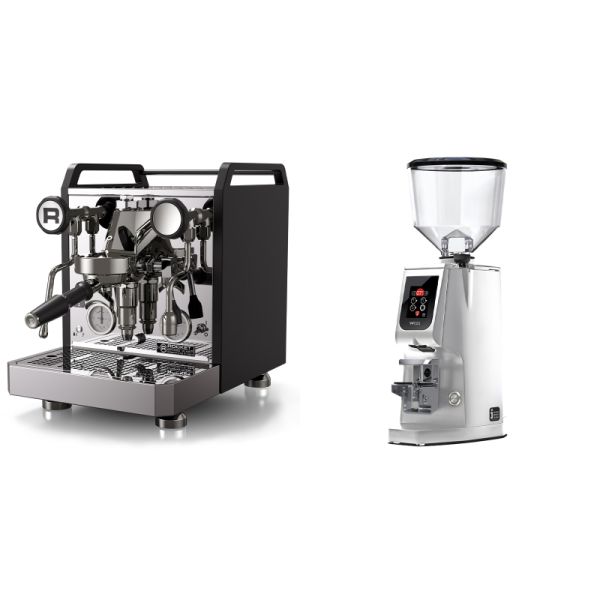 Rocket Espresso Mozzafiato FAST R, black + Eureka Atom W 65, chrome