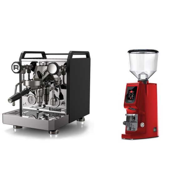 Rocket Espresso Mozzafiato FAST R, black + Eureka Atom W 65, ferrari red