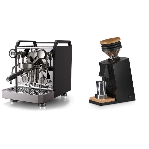 Rocket Espresso Mozzafiato FAST R, black + Eureka Mignon Single Dose, Black & Oak