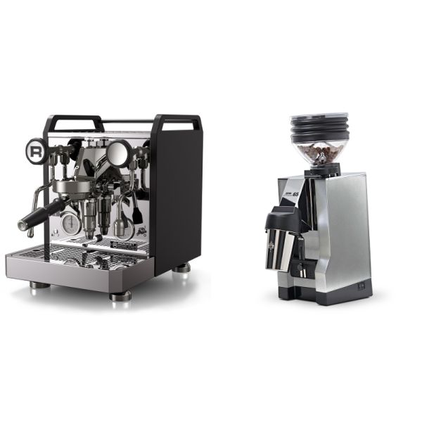 Rocket Espresso Mozzafiato FAST R, black + Eureka Mignon Zero 65 All Purpose, CR chrome