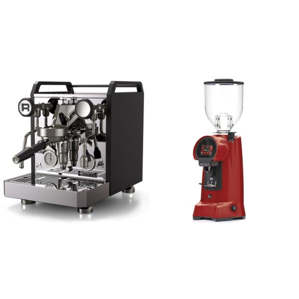 Rocket Espresso Mozzafiato FAST R, black + Eureka Helios 75, ferrari red