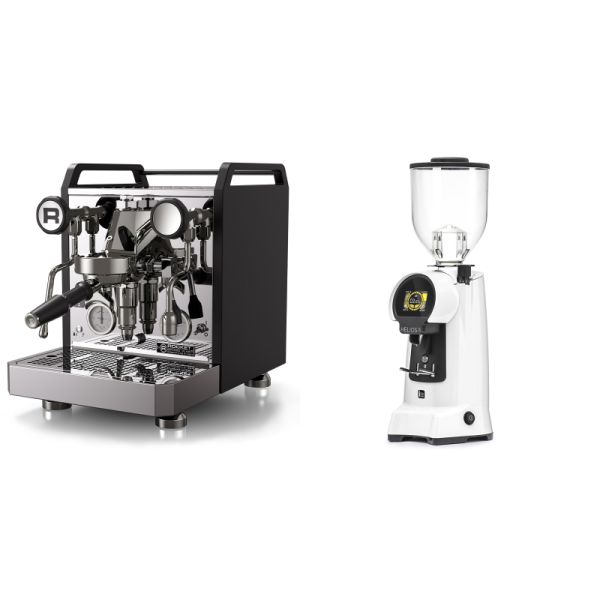 Rocket Espresso Mozzafiato FAST R, black + Eureka Helios 75, white