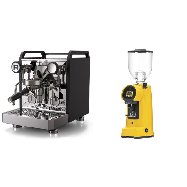 Rocket Espresso Mozzafiato FAST R, black + Eureka Helios 75, yellow