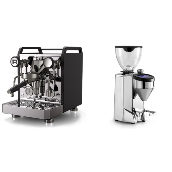 Rocket Espresso Mozzafiato FAST R, black + Rocket Espresso FAUSTO 2.1, chrome