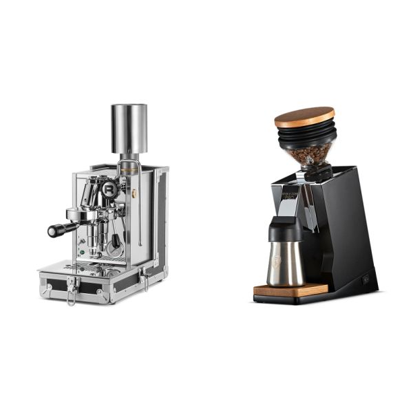 Rocket Espresso Porta Via + Eureka Mignon Single Dose PRO, Black & Oak