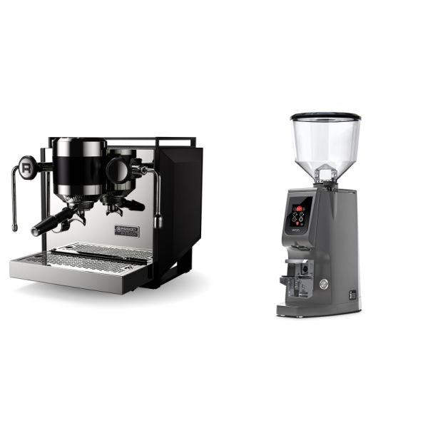 Rocket Espresso Bicocca, black + Eureka Atom W 65, grey