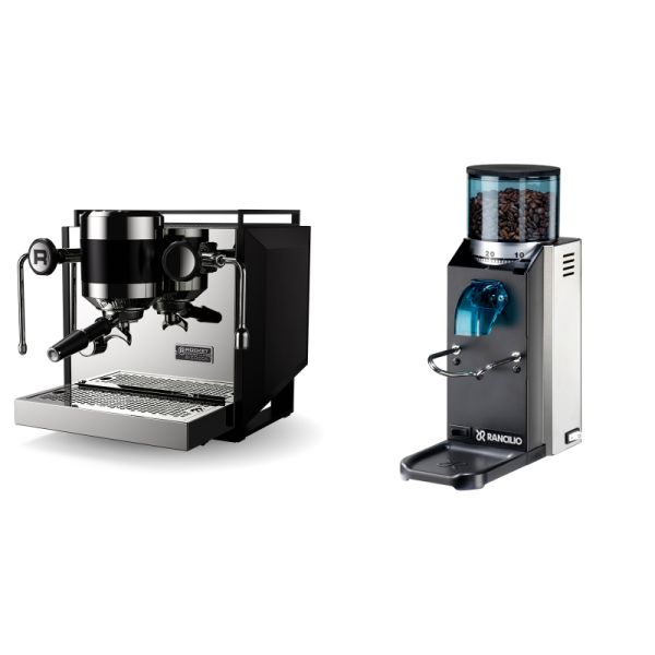 Rocket Espresso Bicocca, black + Rancilio Rocky Doserless