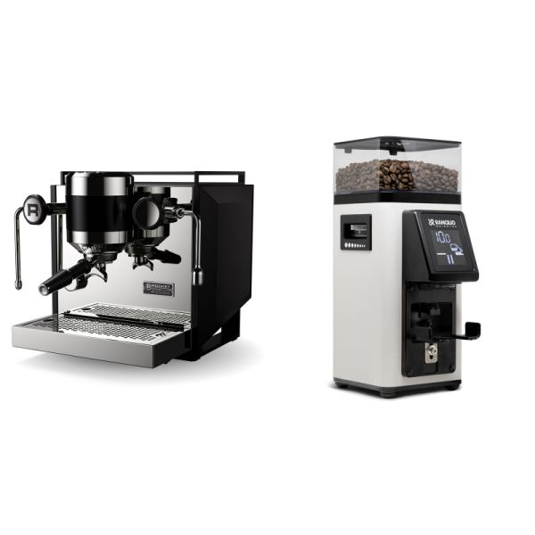 Rocket Espresso Bicocca, black + Rancilio STILE, white