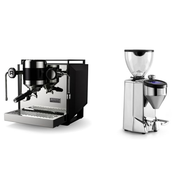 Rocket Espresso Bicocca, black + Rocket Espresso FAUSTO 2.1, chrome