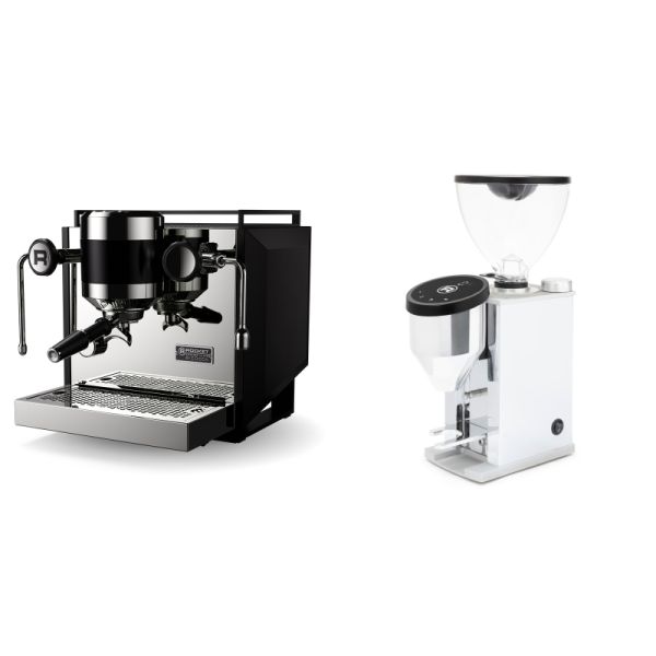 Rocket Espresso Bicocca, black + Rocket Espresso FAUSTINO 3.1, chrome