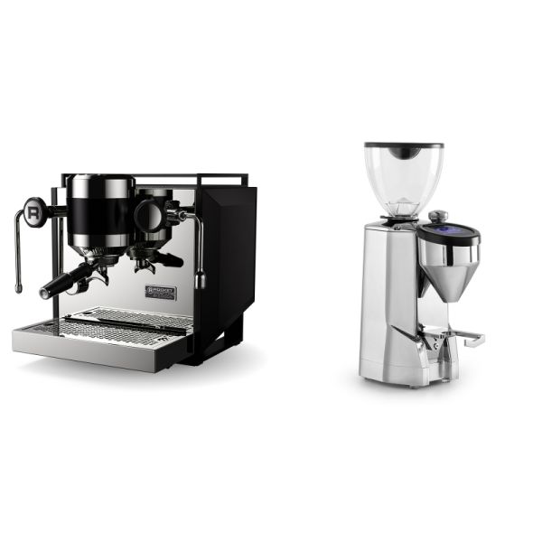 Rocket Espresso Bicocca, black + Rocket Espresso SUPER FAUSTO, chrome