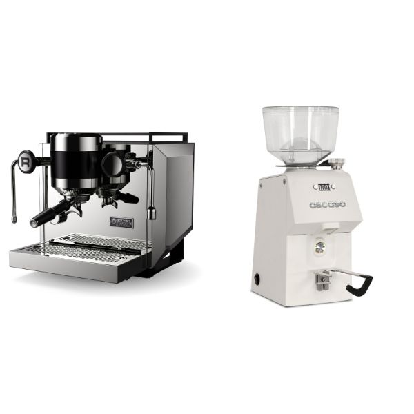 Rocket Espresso Bicocca, stainless silver + Ascaso H64, white