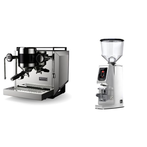 Rocket Espresso Bicocca, stainless silver + Eureka Atom W 65, chrome