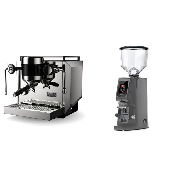 Rocket Espresso Bicocca, stainless silver + Eureka Atom W 65, grey