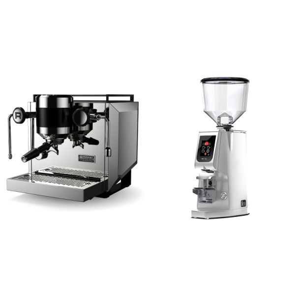 Rocket Espresso Bicocca, stainless silver + Eureka Atom W 75, chrome