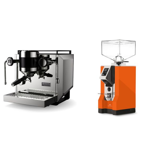 Rocket Espresso Bicocca, stainless silver + Eureka Mignon Specialita, CR orange