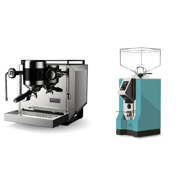 Rocket Espresso Bicocca, chrome + Eureka Mignon Specialita, CR tiffany blue