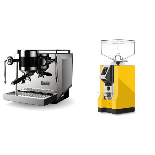 Rocket Espresso Bicocca, stainless silver + Eureka Mignon Specialita, CR yellow